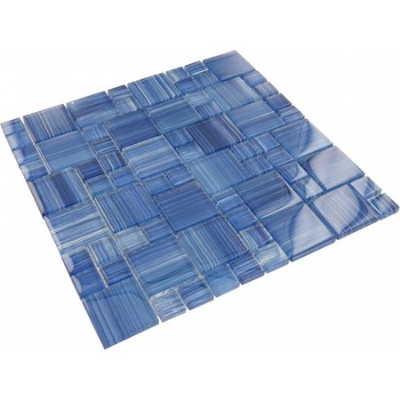 WATER WORLD 1 x 2 in. Aim 11SF-CTN Glass Tile Watercolor Caribbean, Blue WA1522992